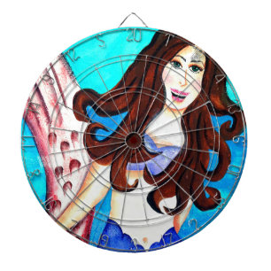 tablero de dartboard de brunette mermaid