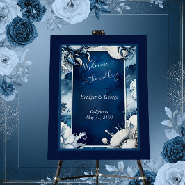 tablero de espuma boda de vibración azul y blanco