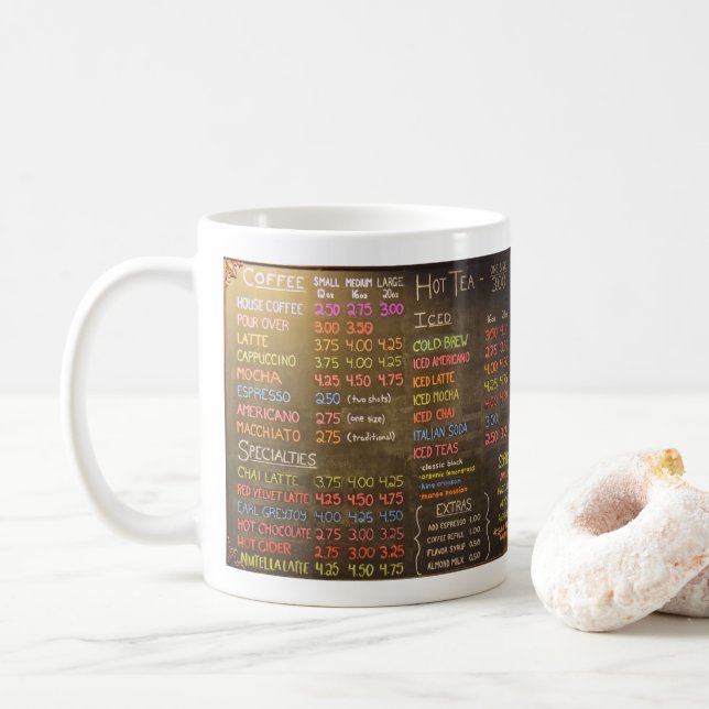 Tablero de menú de cafetería - Taza de café (Con donut)