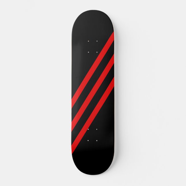 Tablero de monopatín negro con barras diagonales r (Anverso)