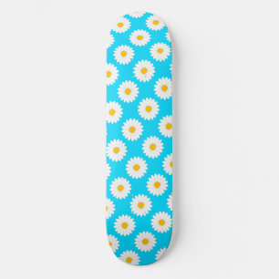Tablero de patineta azul cielo con patrón de flor 