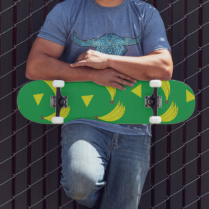 Tablero de patineta geométrico de plátanos verde y