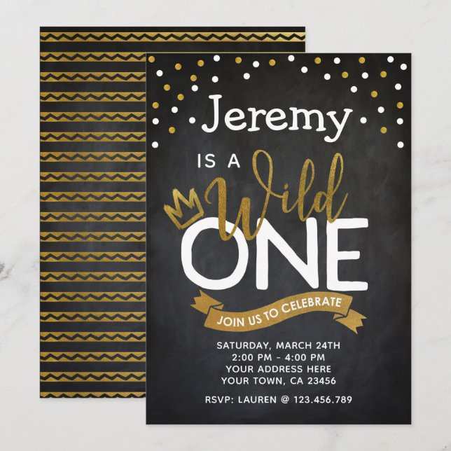 Tablero salvaje de invitación a los primeros cumpl (Anverso / Reverso)