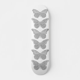 Tablón de patineta Mariposas Brillo Gris Plateado