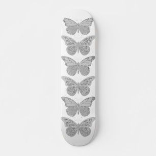 Tablón de patineta Mariposas Brillo Gris Plateado