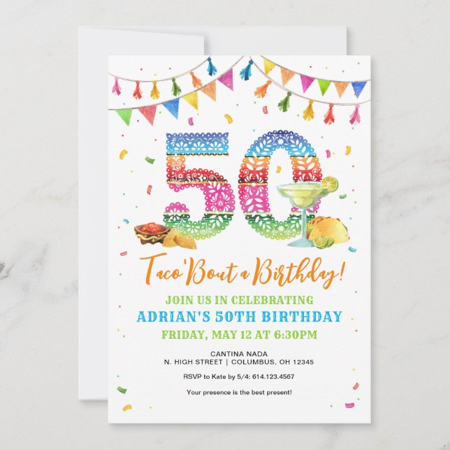 Taco a punto de una invitación a los 50 años (Anverso)