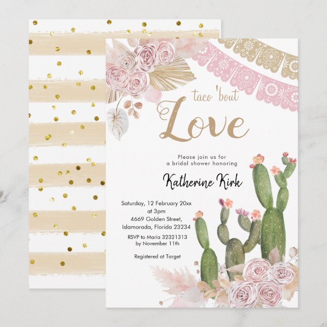 Taco acerca de Amar a la Ducha Bridal Invitación (Anverso / Reverso)