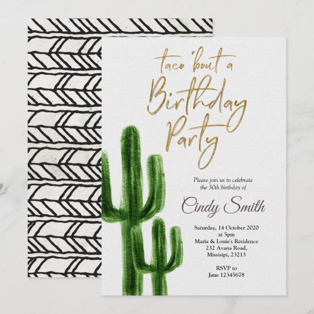 Taco acerca de la Fiesta de Invitación a la Fiesta (Anverso / Reverso)