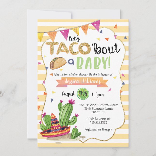 Taco 'acerca de una invitación a Baby Shower (Anverso)
