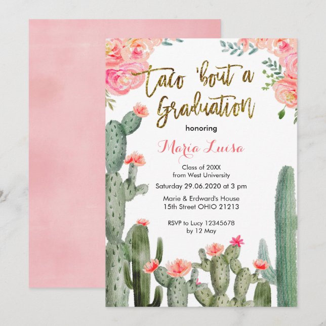 Taco 'acerca de una invitación a graduarse (Anverso / Reverso)