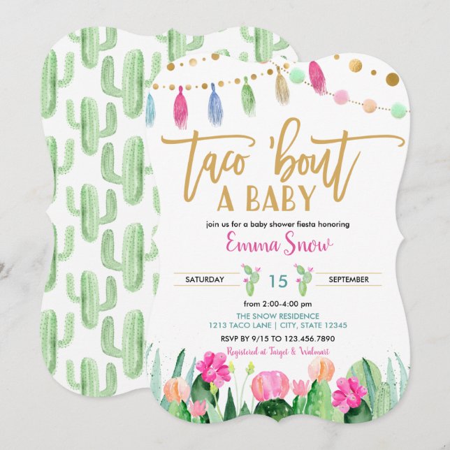 Taco 'acerca de una invitación a la Fiesta de Baby (Anverso / Reverso)