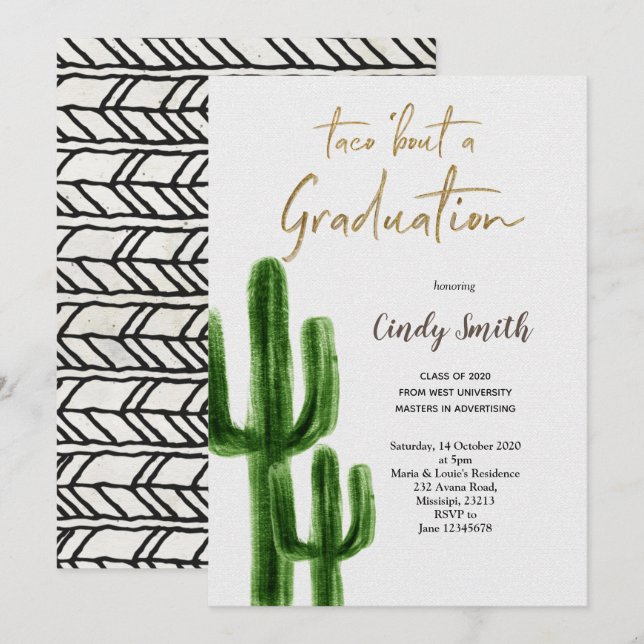 Taco acerca de una invitación a una fiesta de grad (Anverso / Reverso)