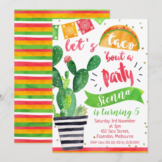 Taco acerca de una invitación de fiesta (Anverso / Reverso)