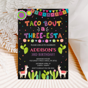 Taco 'acerca de una invitación de tres cumpleaños 