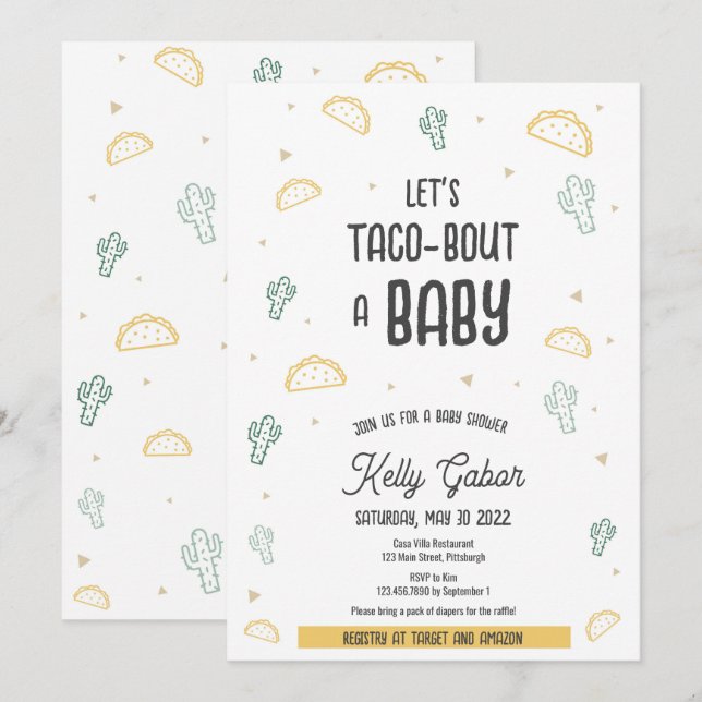 Taco-Bout a Baby, Fiesta Baby Shower Invitación (Anverso / Reverso)
