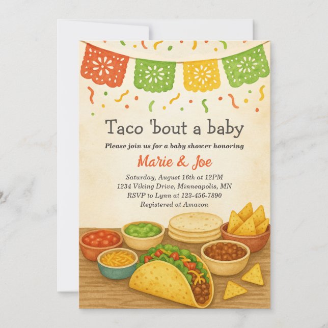 Taco Bout A Baby Fiesta Invitación Baby Shower (Anverso)
