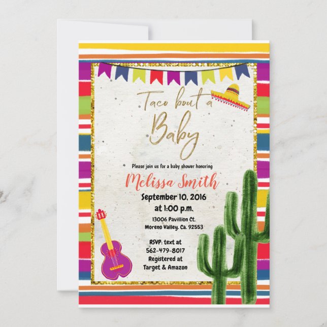 Taco 'Bout A Baby Fiesta Invitación Baby Shower (Anverso)