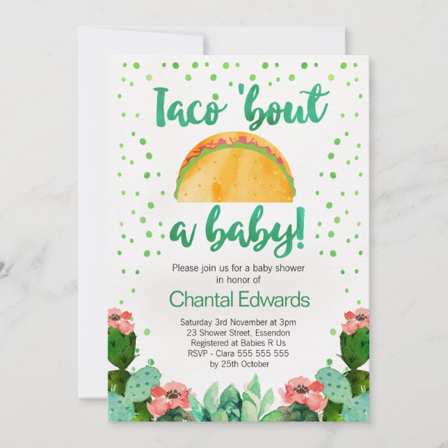 Taco 'Bout A Baby Fiesta Invitación Baby Shower (Anverso)