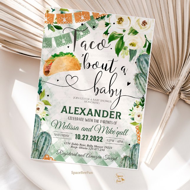 Taco 'Bout A Baby Invitación Fiesta Baby Shower (Taco 'Bout,A Baby invite,Invitation,Editable Fiesta,Baby Shower,Cactus Cinco,de Mayo Tropical,Mexica)