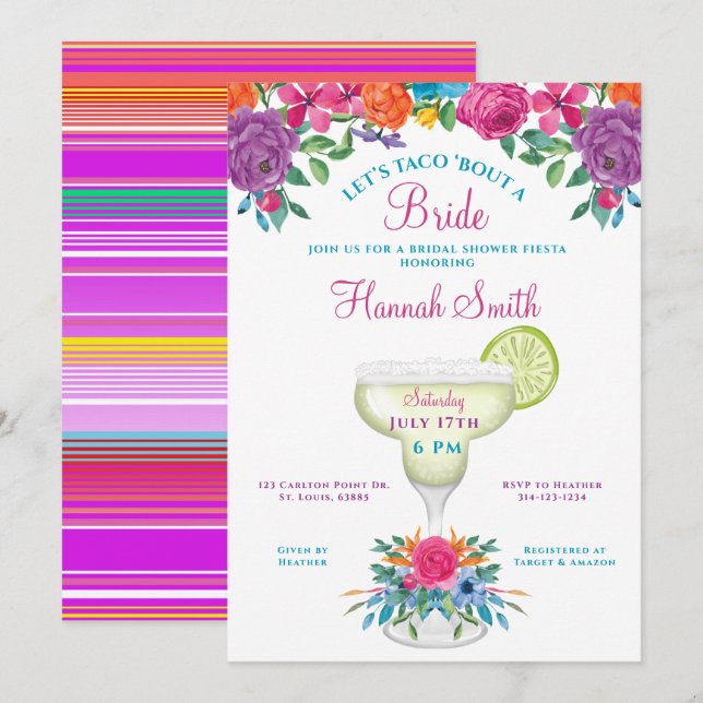 Taco Bout A Bride Bridal Shower Fiesta Invitación (Anverso / Reverso)