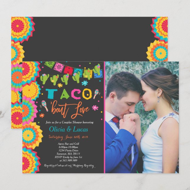 Taco Bout Amor Invitación Parejas Fiesta Ducha (Anverso / Reverso)