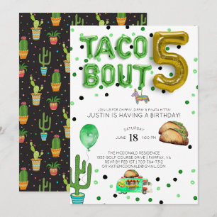 Taco Bout Five   Invitación de cumpleaños número c