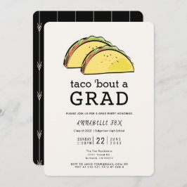 Taco Bout GRAD Black Graduation Party Invitación