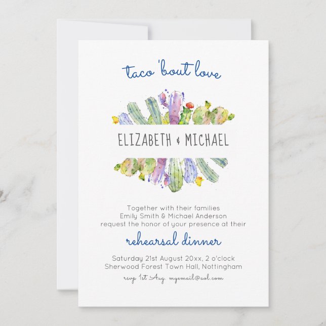 Taco Bout Love Cacti Fiesta Ensayo Cena (Anverso)