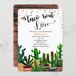 Taco 'bout Love Cactus Parejas Ducha Invitación