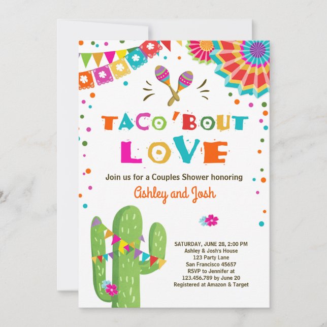 Taco Bout Love Fiesta Invitación a la ducha de par (Anverso)