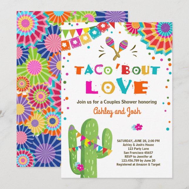 Taco Bout Love Fiesta Invitación a la ducha de par (Anverso / Reverso)