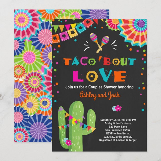Taco Bout Love Fiesta Invitación a la ducha de par (Anverso / Reverso)