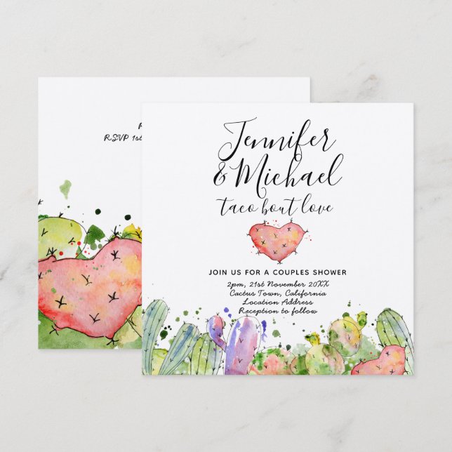 Taco Bout Love - Invitaciones de Boda Fiesta Diver (Anverso / Reverso)