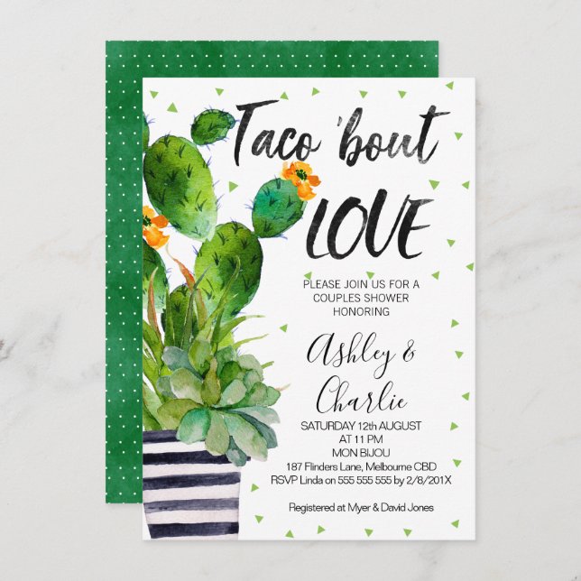 Taco Bout Love Parejas Ducha Invitación (Anverso / Reverso)