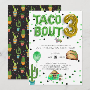 Taco Bout Three   Invitación de tercer cumpleaños