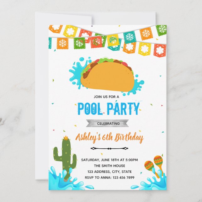Taco Bout una invitación a la fiesta de la piscina (Anverso)