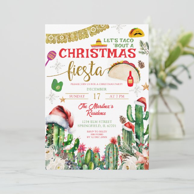 Taco Bout una invitación a la Fiesta de los Navida (Anverso de pie)