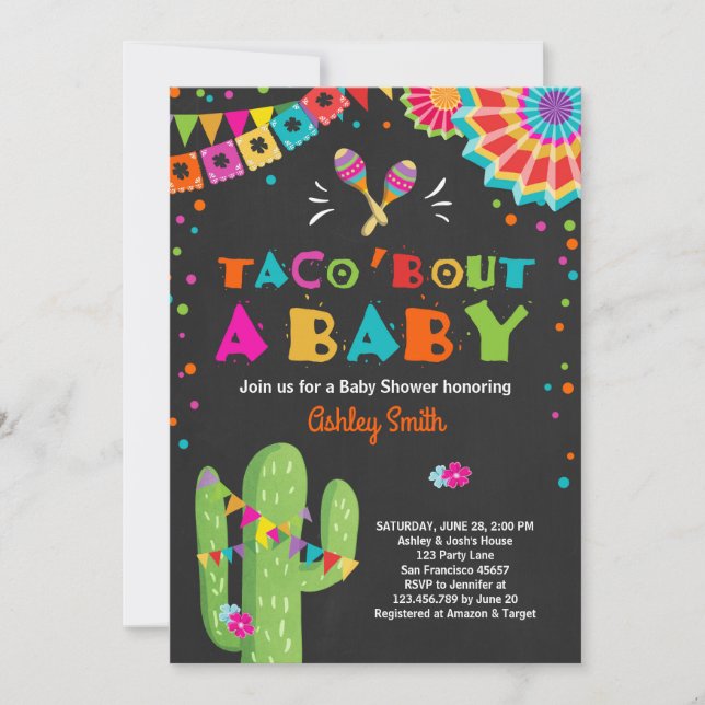 Taco Bout una invitación a la fiesta del bebé (Anverso)