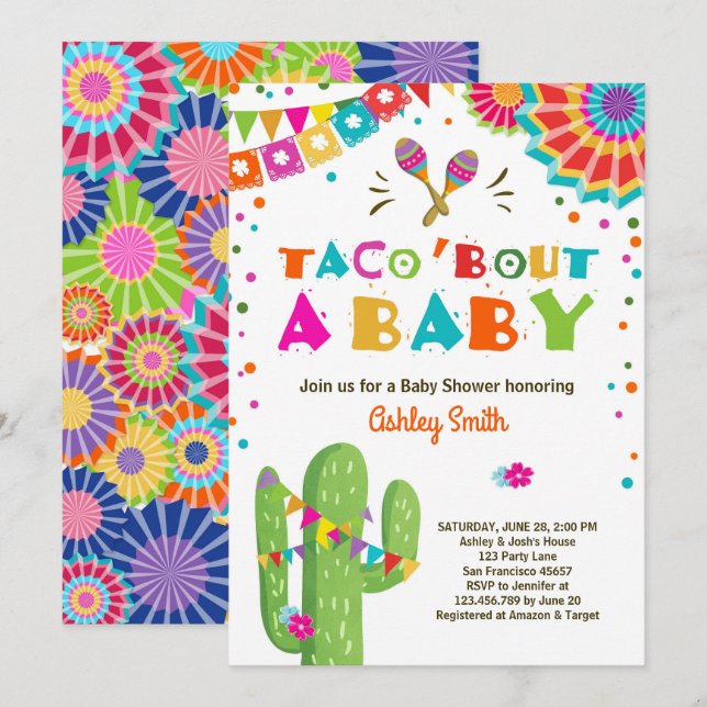 Taco Bout una invitación a la fiesta del bebé (Anverso / Reverso)