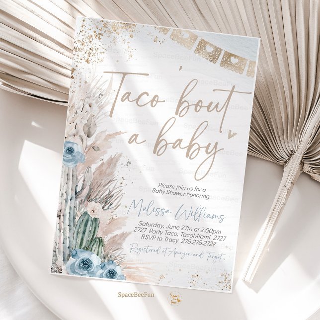 Taco Bout Una Invitación De Baby Shower Boho Niño (Taco Bout A Baby Shower Invitation Boho Boy Fiesta Baby Shower Invite, Cactus Taco Baby Shower)