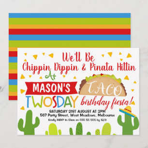 Taco Boys Twosday 2da Invitación de fiesta de cump