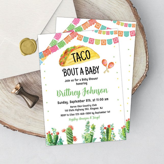 Taco Fiesta Baby Shower Invitación Cactus Mexicano (Subido por el creador)