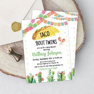 Taco Fiesta Twin Baby Shower Invitación mexicana