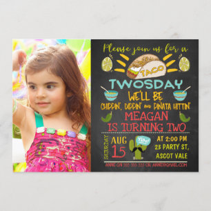Taco Invitaciones de cumpleaños a la foto de dos d