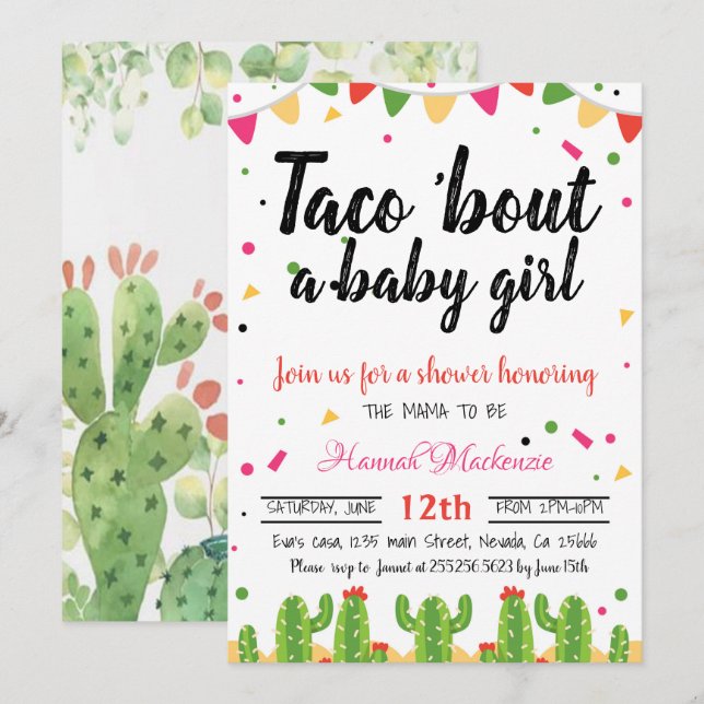 Taco, la invitación a la ducha de bebé taco sobre  (Anverso / Reverso)