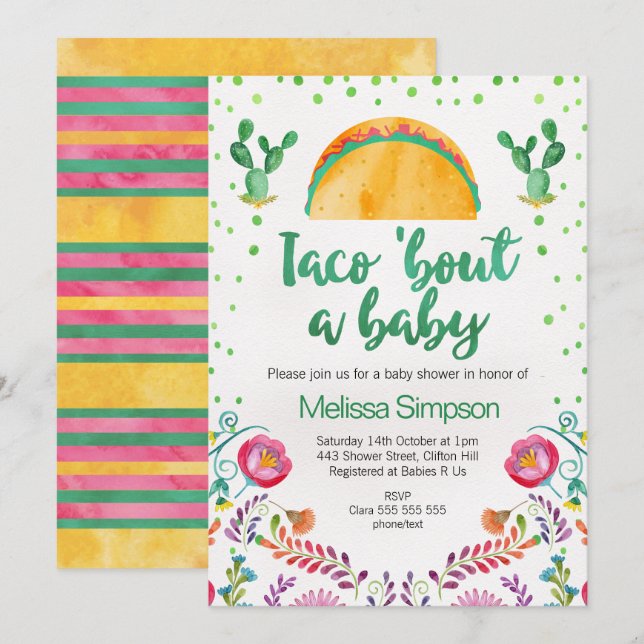 Taco Mexicano Sobre Invitación A Baby Shower (Anverso / Reverso)