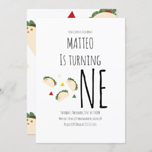 Taco moderno primer cumpleaños gran invitación