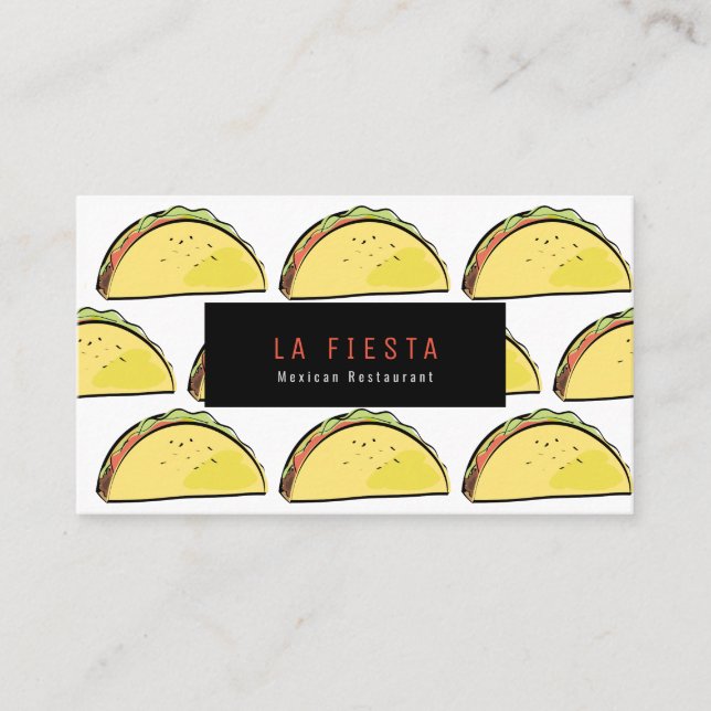 Taco Pattern Tarjeta de presentación blanca simple (Anverso)