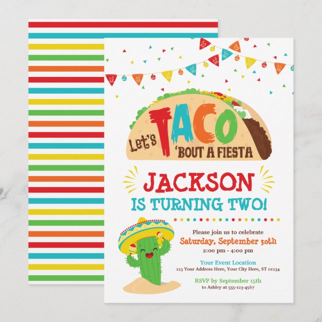 Taco por una invitación a la Fiesta de Cumpleaños (Anverso / Reverso)