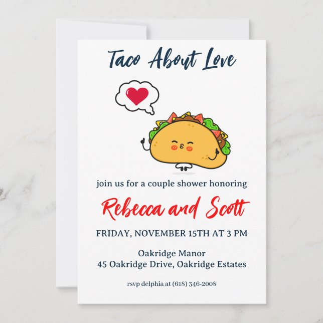 taco sobre invitaciones de amor (Anverso)